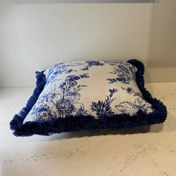 MacKenzie-Childs Indigo Villa Outdoor Throw Pillow - Picture 10 of 11